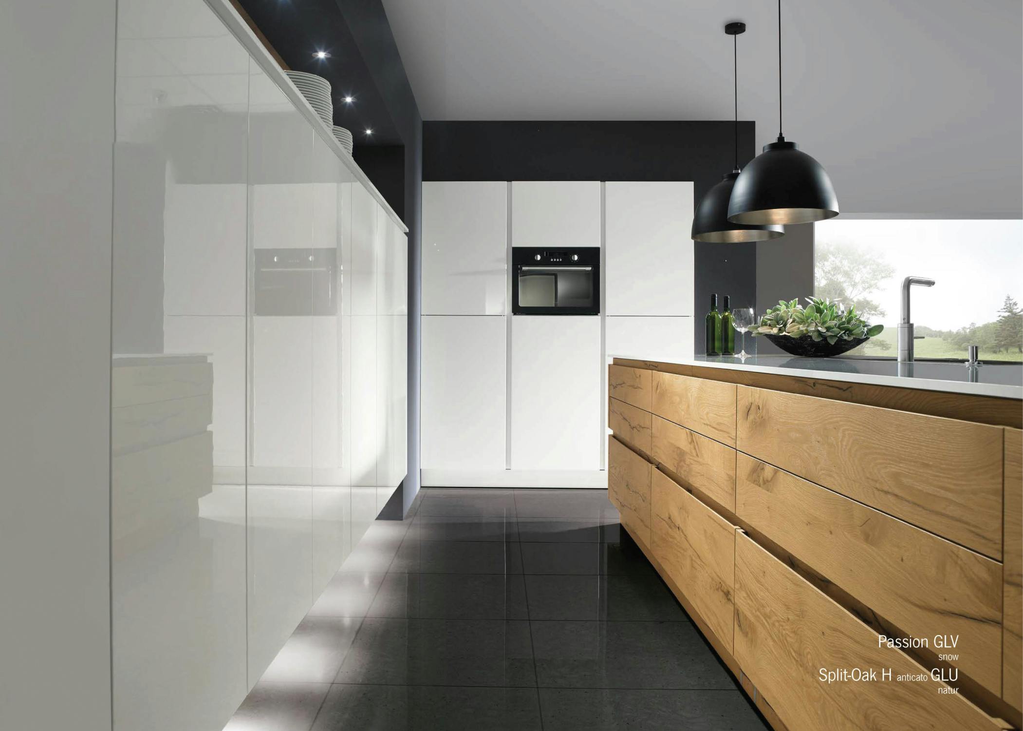 kitchen image modern design with wood and marbel island in the middle of the room with lights and elegant design